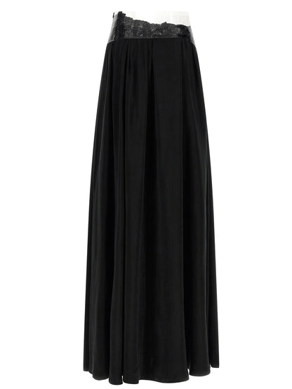 Maison Margiela Four Stitches Ribbon Women's Flared Cupro & Copper Skirt - Black Copper Transparent Signature