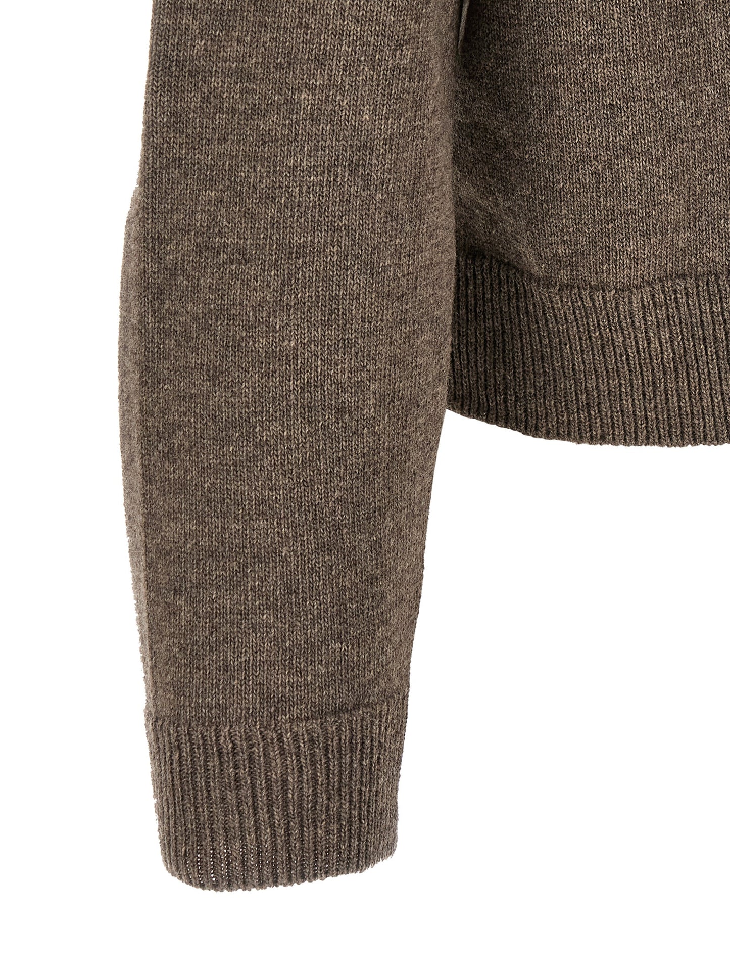 Maison Margiela Four Stitches Play Men's V Neck Virgin Wool Cardigan - Brown White