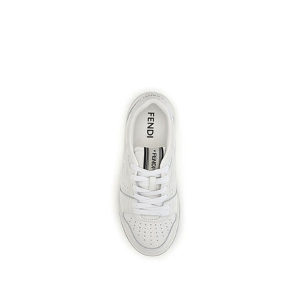Fendi White Calf Leather Bos Taurus Athletic Sneakers