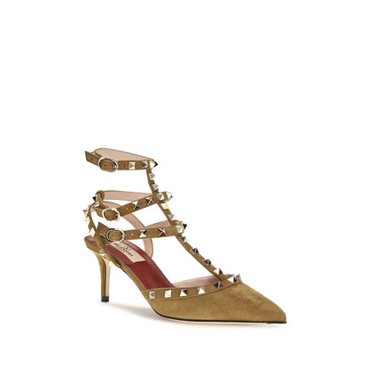 Stiletto Pumps Heels by Valentino Garavani for women in suede leather & rubber beige & signature features a effortlessly chic Rockstud Women's Suede Leather & Rubber Stiletto Pumps Heels design with a sophisticated stiletto and elegant pointed toe style.