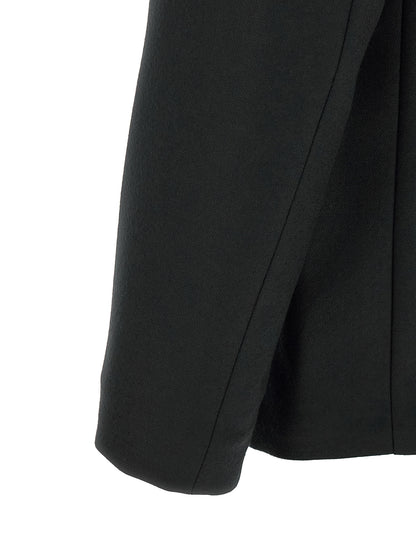 Maison Margiela Essence Four Stitches Grace Men's V Neck Flannel & Virgin Wool Blazer - Black