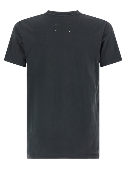 Maison Margiela Four Stitches Men's Relaxed Fit Short-Sleeve Crew Neck Cotton T-Shirt - Black Signature Print