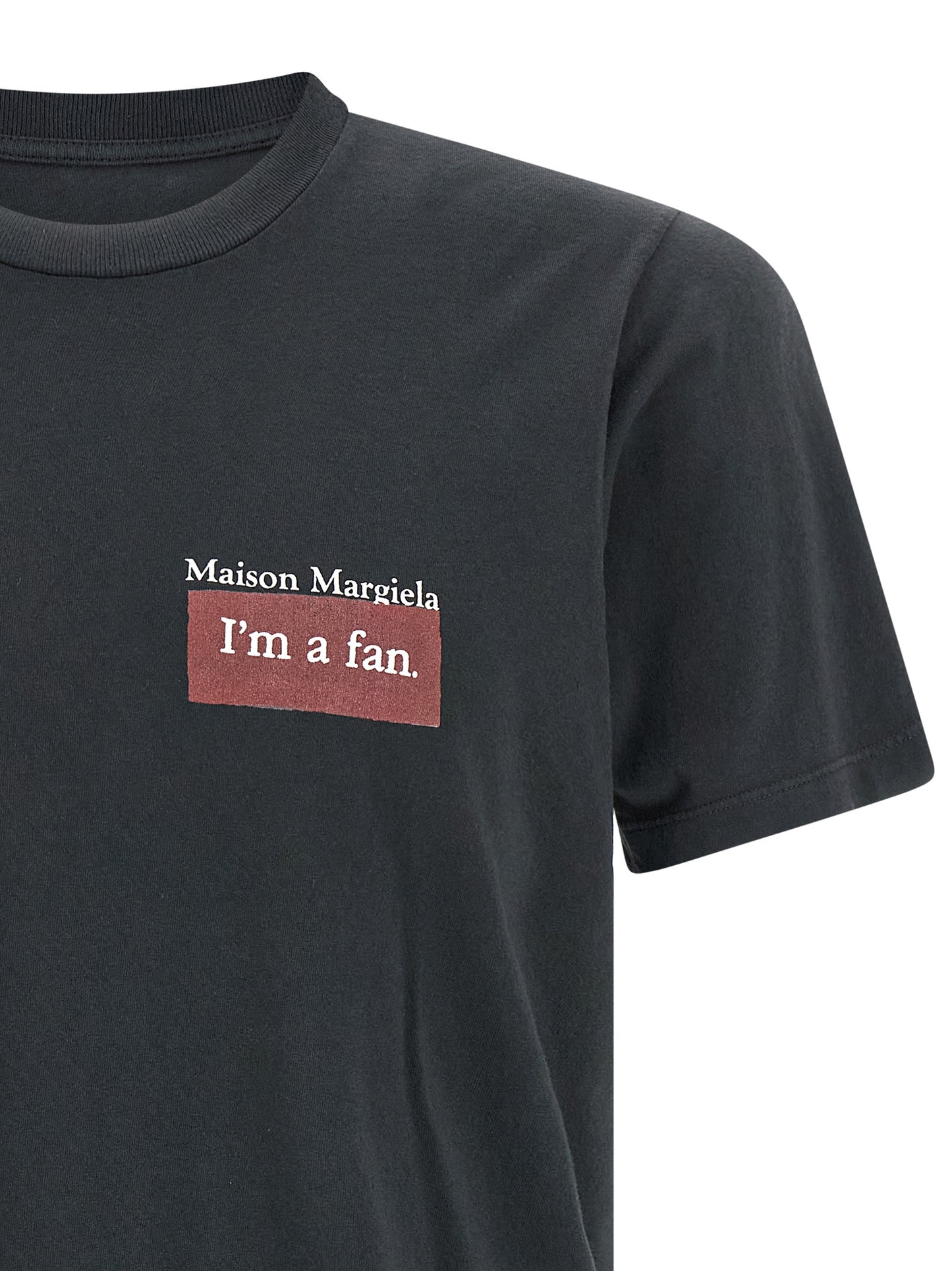 Maison Margiela Four Stitches Men's Relaxed Fit Short-Sleeve Crew Neck Cotton T-Shirt - Black Signature Print