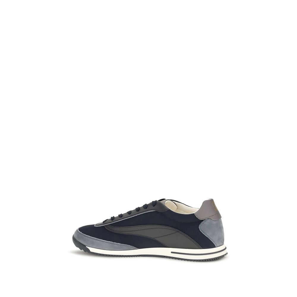 Athletic Sneakers by Brunello Cucinelli for men in suede leather & rubber blue showcases a architectural silhouette, artfully capturing the essence of the Men's Athletic Suede Leather & Rubber Sneakers with its signature architectural athletic style construction.