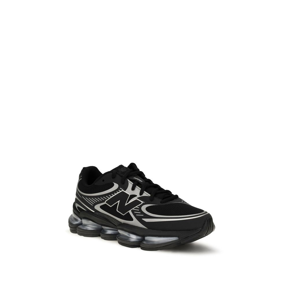 Athletic Sneakers by New Balance for women in mesh fabric black & patterned showcases a architectural silhouette, artfully capturing the essence of the Women's Athletic Mesh Fabric Sneakers with its signature architectural athletic style construction.