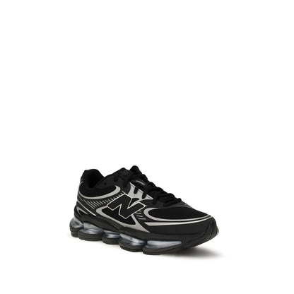 Athletic Sneakers by New Balance for women in mesh fabric black & patterned showcases a architectural silhouette, artfully capturing the essence of the Women's Athletic Mesh Fabric Sneakers with its signature architectural athletic style construction.