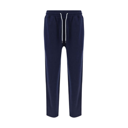 Jogger Sweatpants by Brunello Cucinelli for men in polyamide silk cotton & capra leather blue features a athletic regular-fit with a and long, showcasing athletic for a sophisticated performance look.