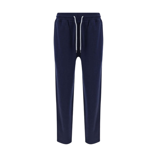 Jogger Sweatpants by Brunello Cucinelli for men in polyamide silk cotton & capra leather blue features a athletic regular-fit with a and long, showcasing athletic for a sophisticated performance look.
