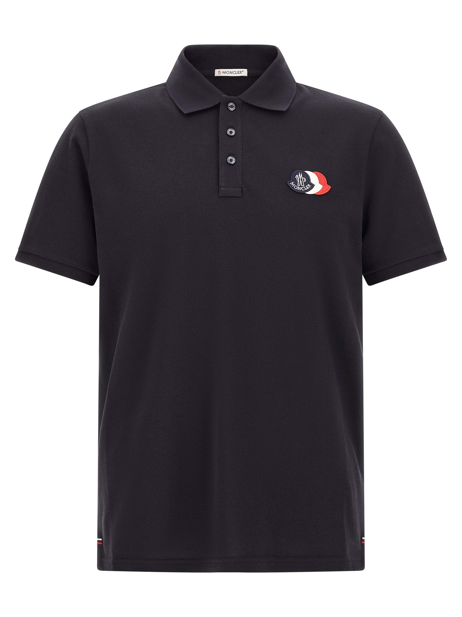 Polo Shirt by Moncler for men in cotton felt blue & signature presents a crisp silhouette, artfully detailed with a crisp and crisp .