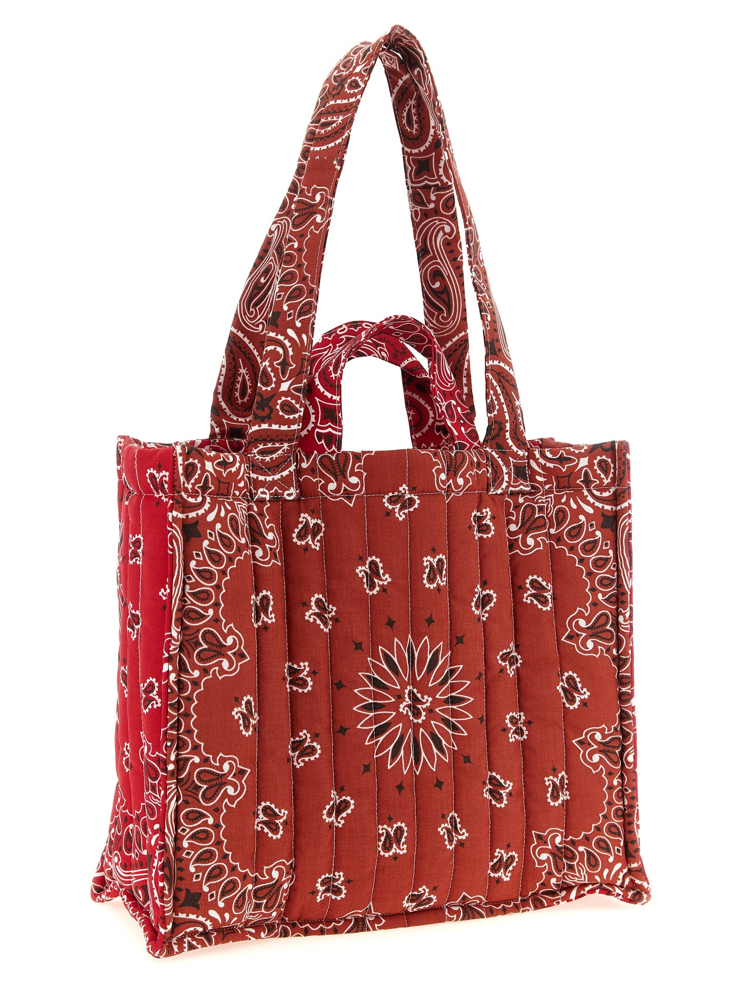 CALL IT BY YOUR NAME Cabas Heart Cotton Quilted Tote Bag - Multicolor Red Patterned Paisley Print