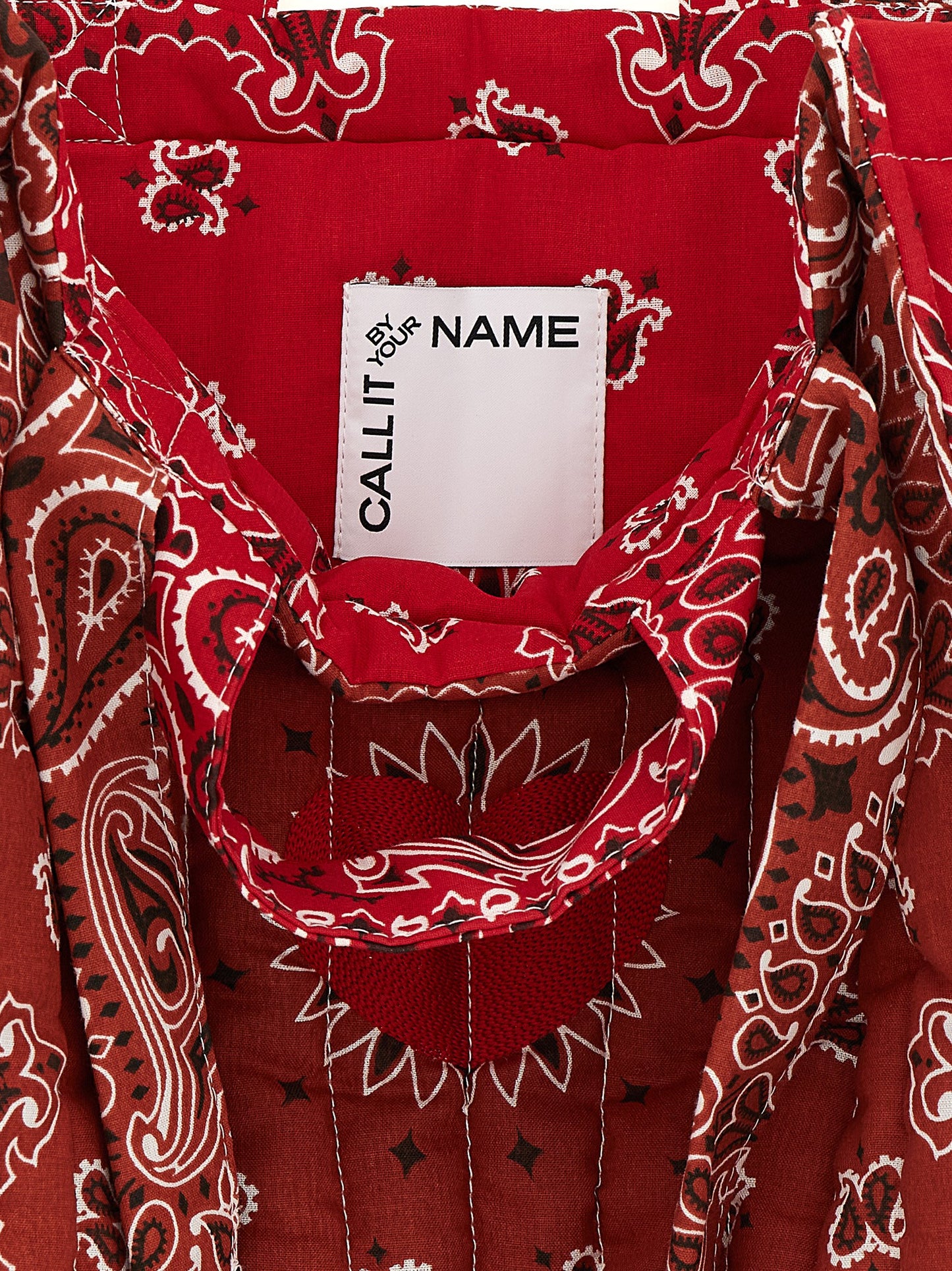 CALL IT BY YOUR NAME Cabas Heart Cotton Quilted Tote Bag - Multicolor Red Patterned Paisley Print