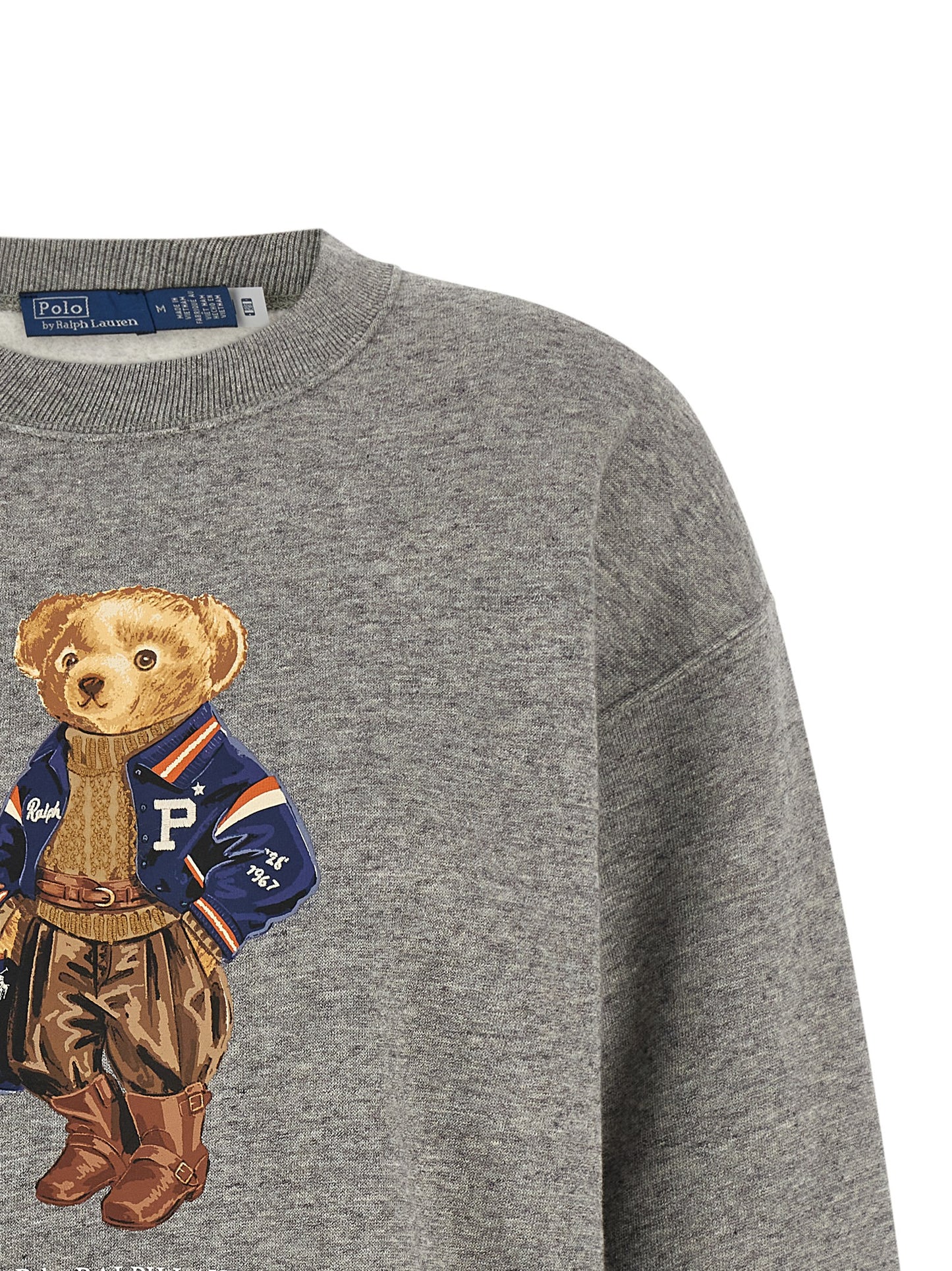 Activewear Sweatshirt by Polo Ralph Lauren for women in cotton polyester gray features an streamlined silhouette, showcasing the streamlined crew neckline and with functional for a premium, athletic look.