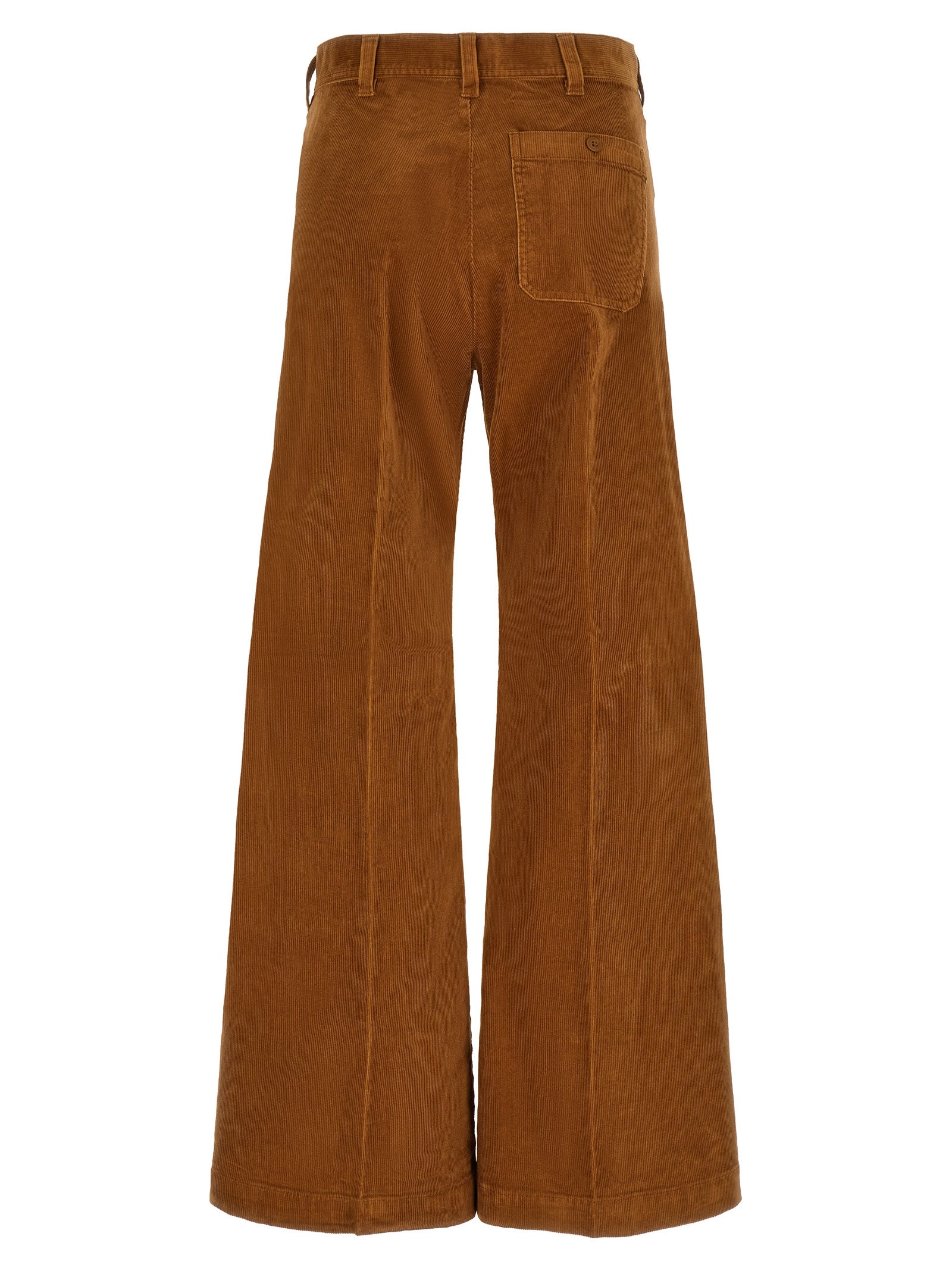 Trousers by Polo Ralph Lauren for women in stretch cotton corduroy brown presents a perennial silhouette, meticulously tailored with a flared cut, long finish, and an elegant high rise.