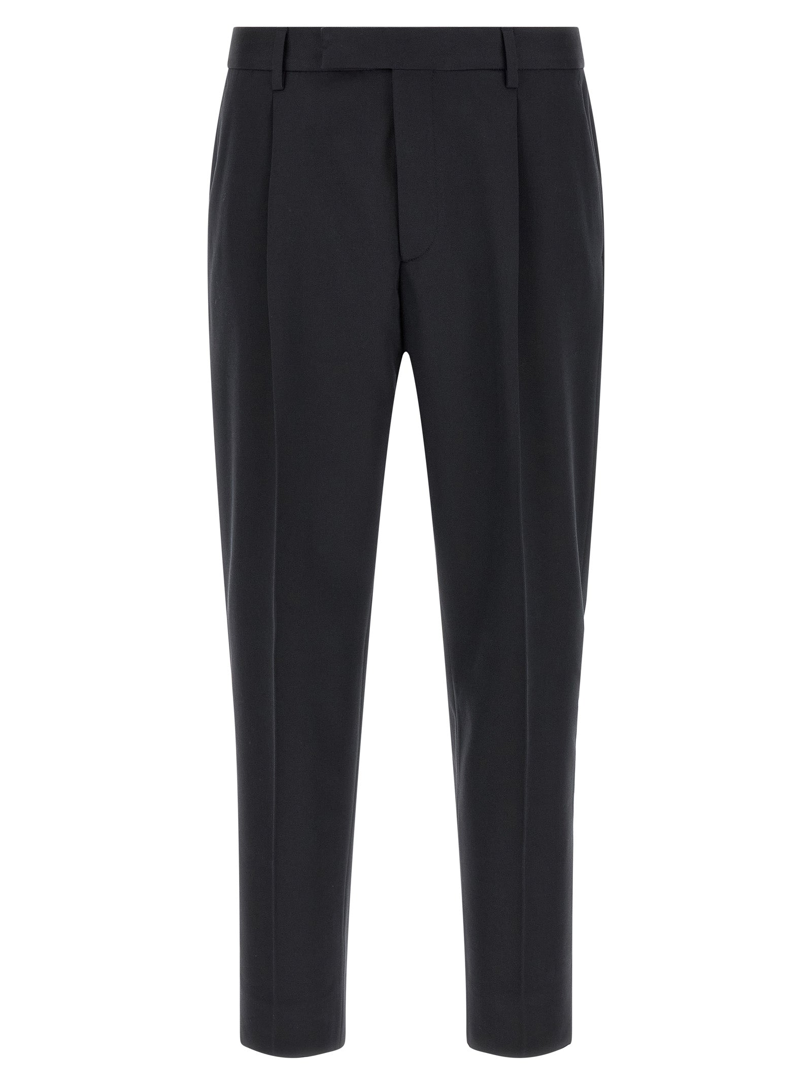 Trousers by ZEGNA for men in cotton blue features a tailored silhouette with a tailored tapered-leg, defined by its long and a sophisticated .