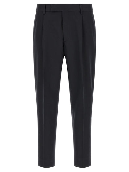 Trousers by ZEGNA for men in cotton blue features a tailored silhouette with a tailored tapered-leg, defined by its long and a sophisticated .