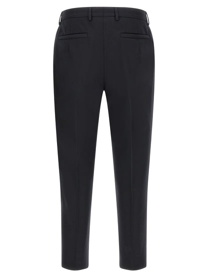 Trousers by ZEGNA for men in cotton blue features an sartorial silhouette, showcasing a precise tapered-leg and long with a sartorial for a refined look.