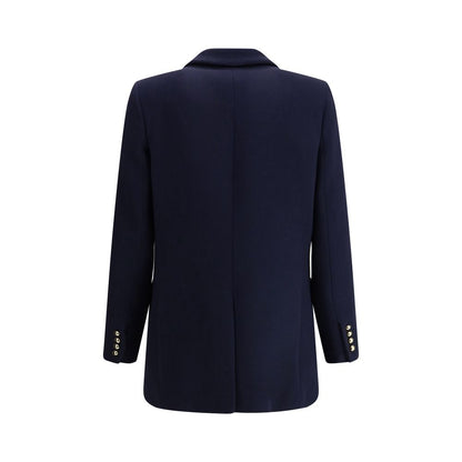 Blazer by Blazé Milano for women in virgin wool blue features an stylish silhouette, showcasing a sophisticated lapel peak-lapel neckline and stylish for a truly stylish finish.