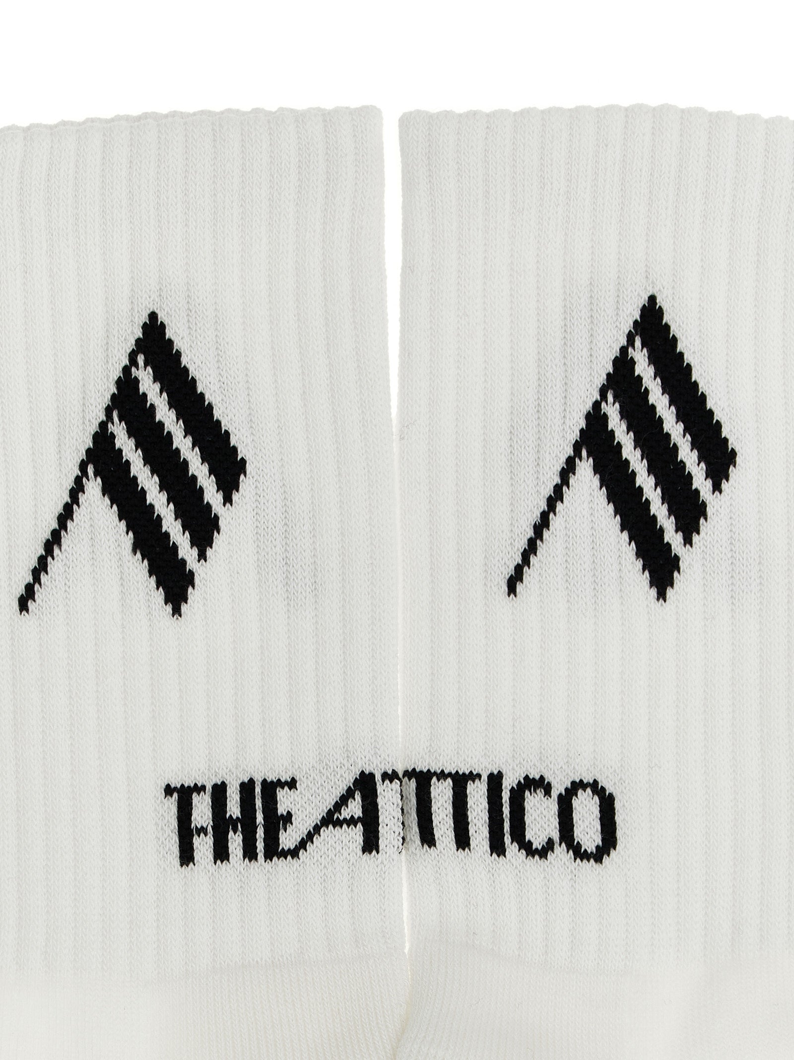 Socks by The Attico for women in bicolour, black, white & jacquard features an stylish silhouette, showcasing the stylish design of this Women's Stretch Polyamide Cotton Socks with a stylish finish.