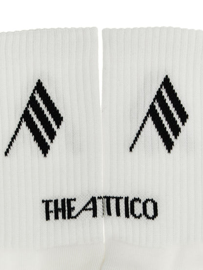 Socks by The Attico for women in bicolour, black, white & jacquard features an stylish silhouette, showcasing the stylish design of this Women's Stretch Polyamide Cotton Socks with a stylish finish.