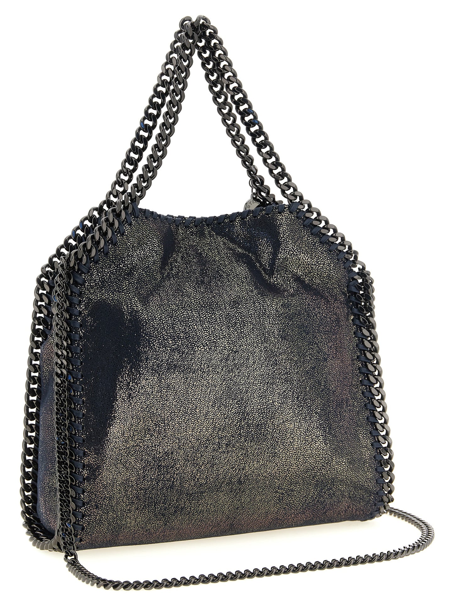 This Mini Handbag by Stella McCartney for women in polyester and blue, dark-ruthenium & gold presents a sculptural silhouette featuring a secure , ample , and versatile for a sculptural finish.