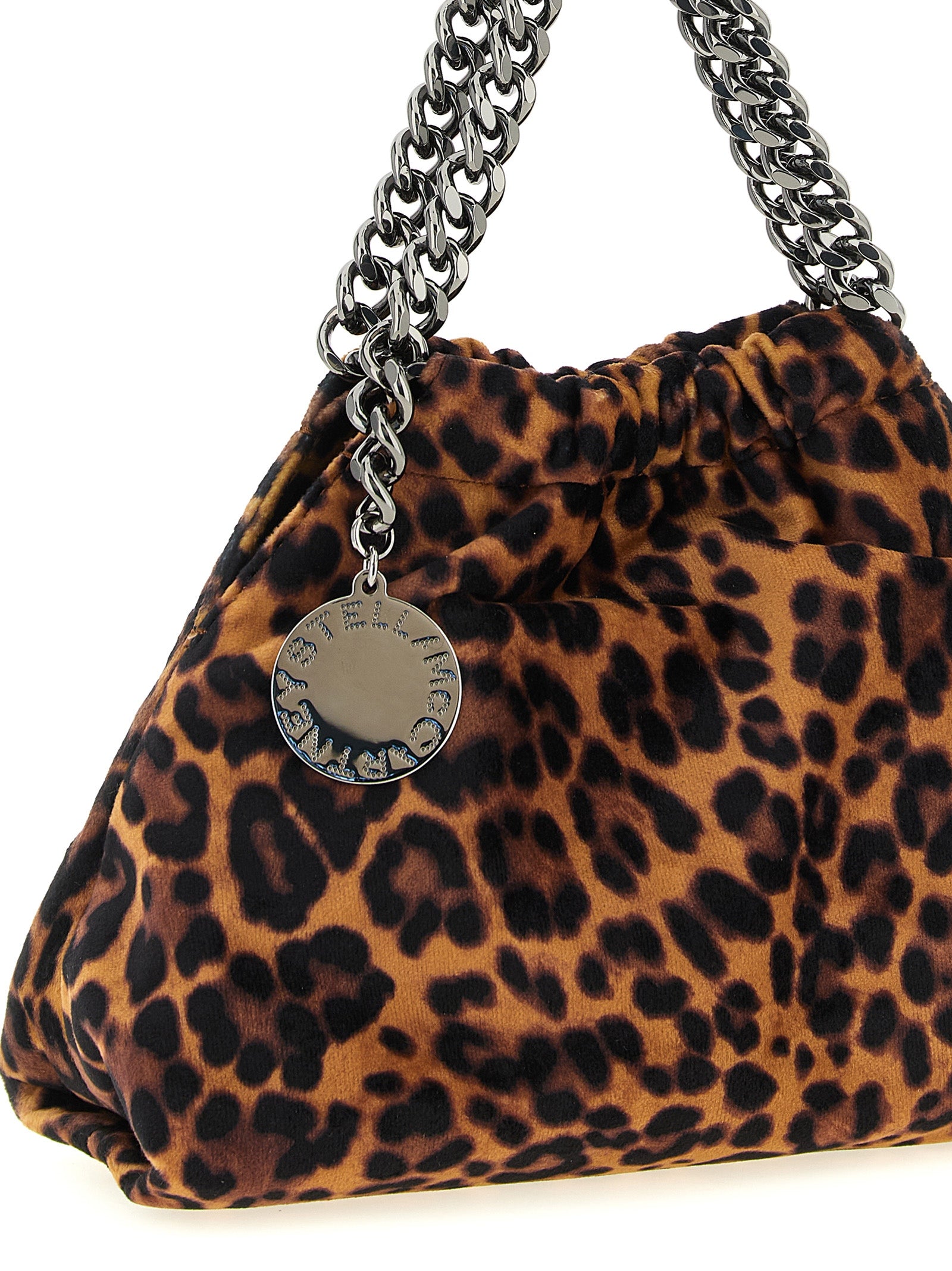 Mini Drawstring Handbag by Stella McCartney for women in polyester brown, leopard-print, signature & print presents a ornamental silhouette, showcasing a secure drawstring, ample , and versatile for a ornamental finish.