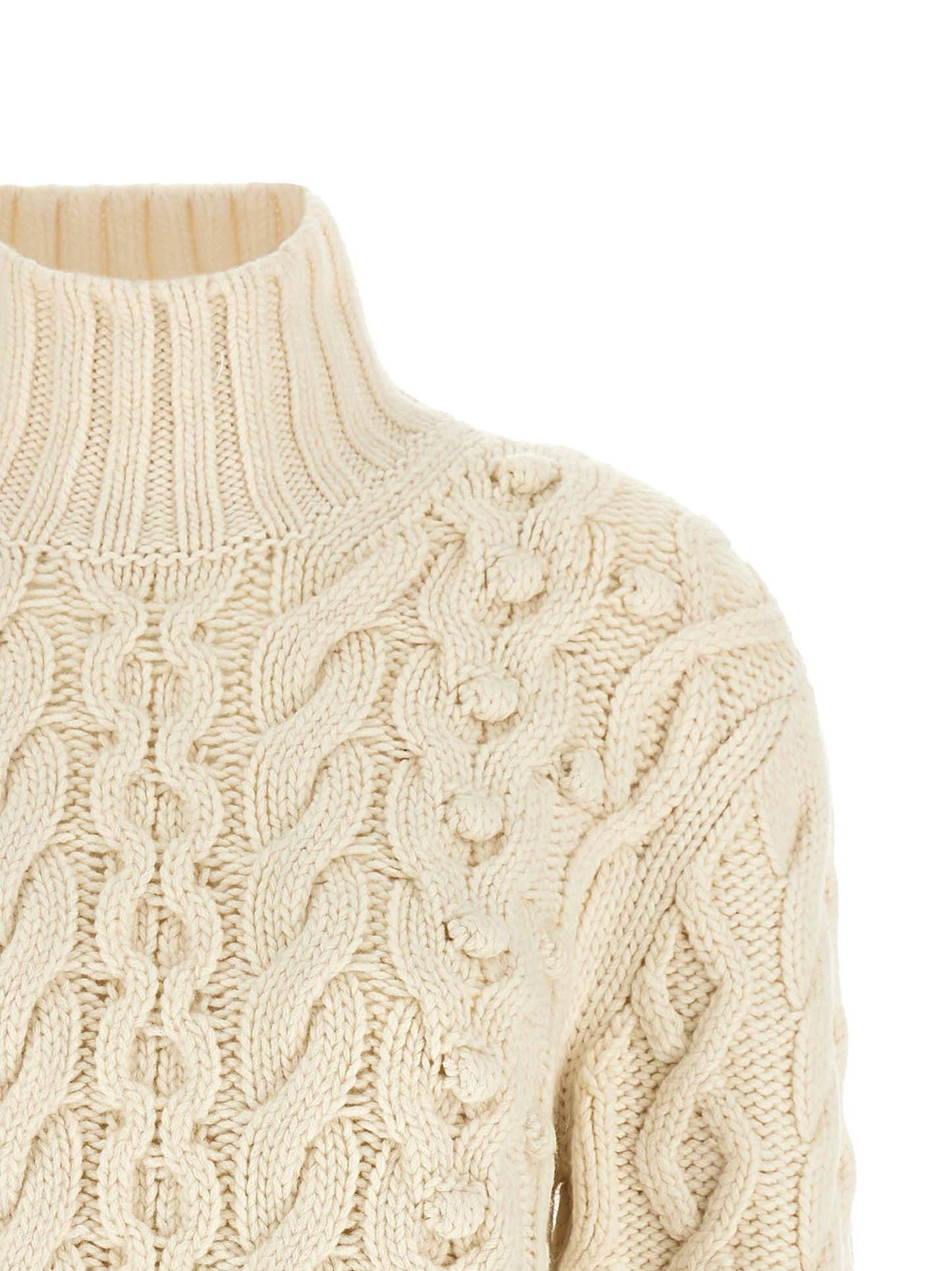 Cardigan by Stella McCartney for women in virgin wool black, cream & white features an crisp silhouette, showcasing a sophisticated turtle neckline and detail for a truly crisp finish.