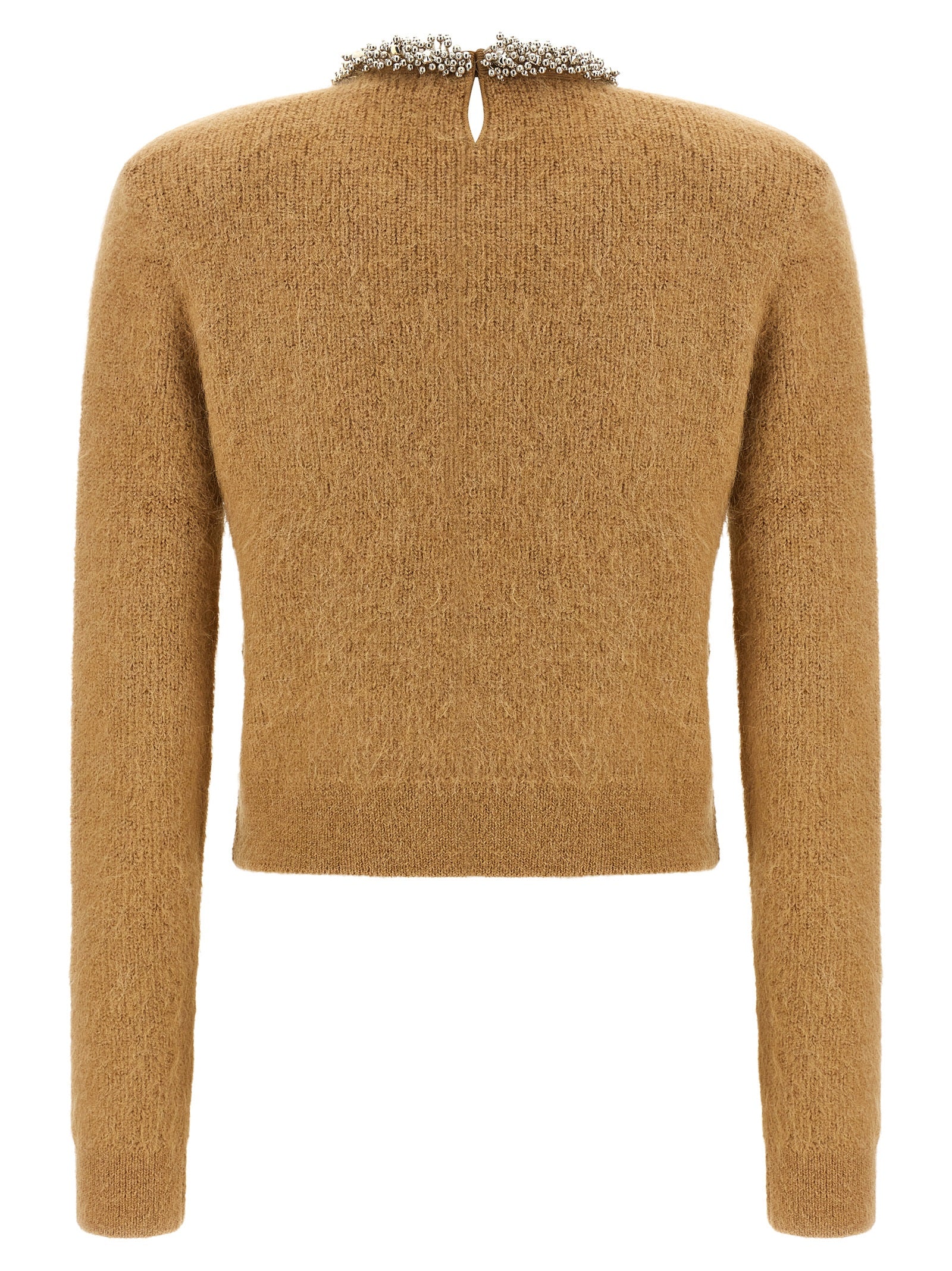 Cardigan by Self-Portrait for women in polyamide polyester & alpaca wool brown showcases a captivating silhouette, artfully detailed with a captivating and for a truly sophisticated captivating look.