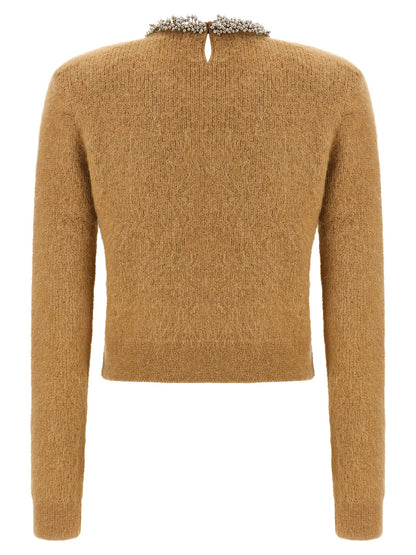 Cardigan by Self-Portrait for women in polyamide polyester & alpaca wool brown showcases a captivating silhouette, artfully detailed with a captivating and for a truly sophisticated captivating look.
