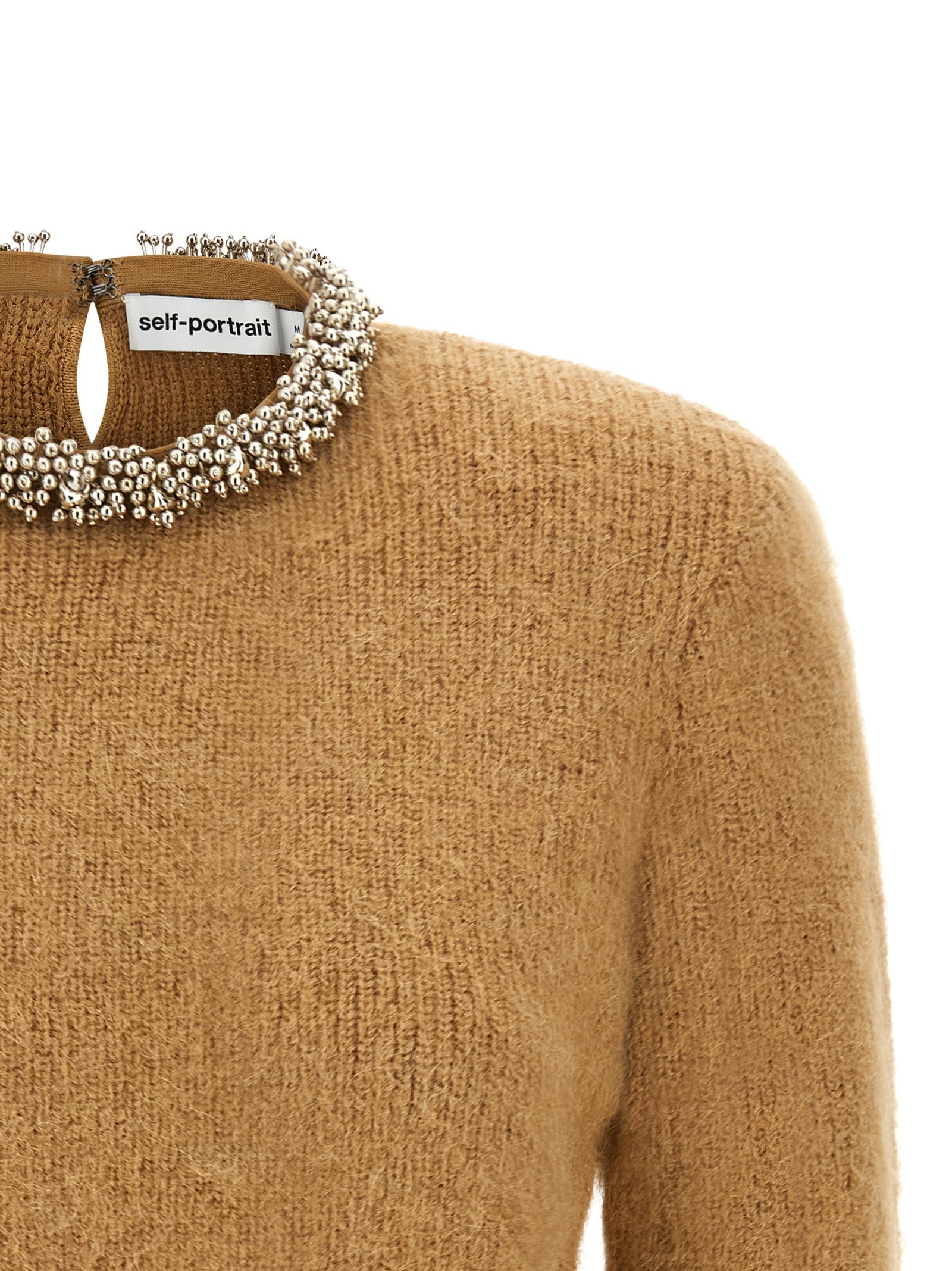 Cardigan by Self-Portrait for women in polyamide polyester & alpaca wool brown showcases a luxurious silhouette, meticulously detailed with a sophisticated and for a refined finish.