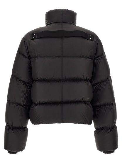 Puffer Jacket by Rick Owens for men in nylon black & silver features an contemporary silhouette, showcasing a sophisticated turtle tube neckline and contemporary insulated for a truly refined look.