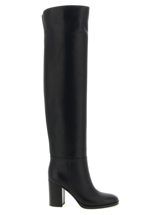 Ankle Over-The-Knee Boots by Gianvito Rossi for women in calfskin leather black features an high-performance silhouette, showcasing the sophisticated design of the Women's Calfskin Leather Ankle Over-The-Knee Boots with a and a refined .