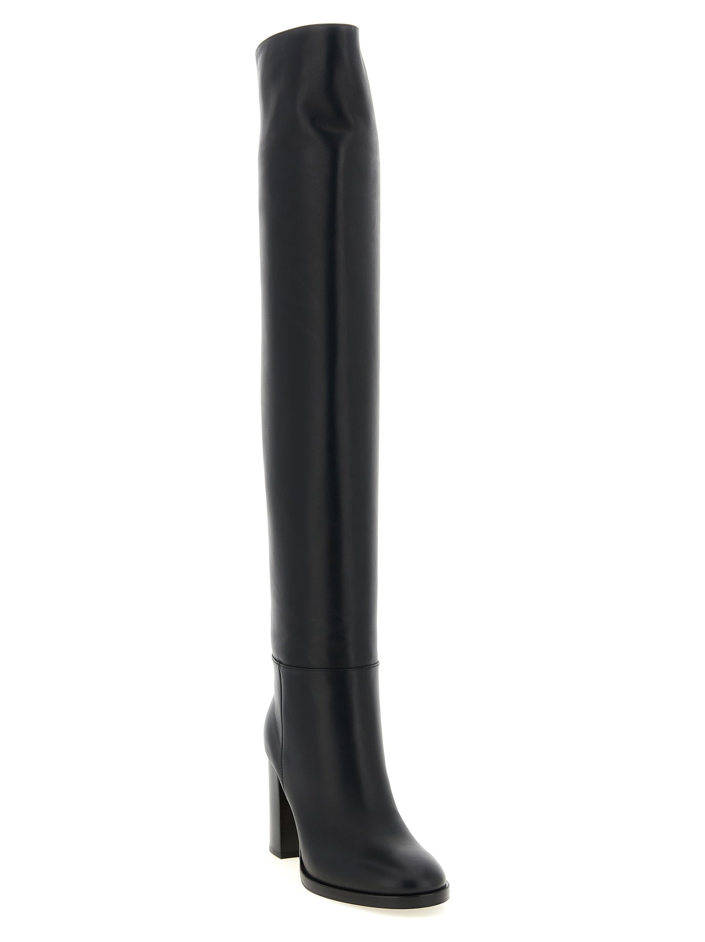 Ankle Over-The-Knee Boots by Gianvito Rossi for women in calfskin leather black features an dynamic silhouette, showcasing the dynamic Women's Calfskin Leather Ankle Over-The-Knee Boots design with its distinctive and elegant .