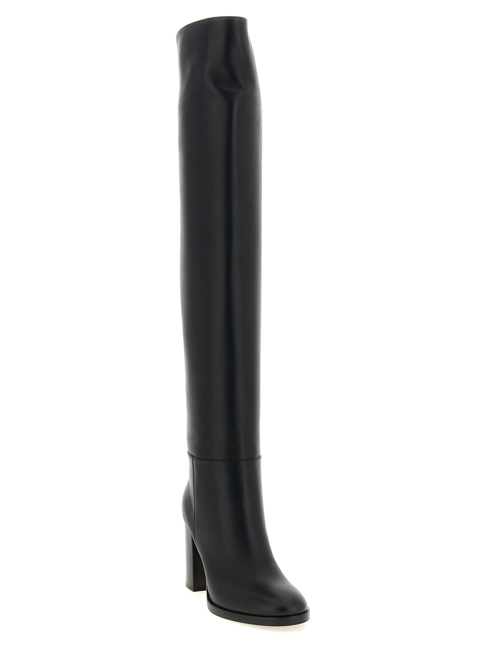 Ankle Over-The-Knee Boots by Gianvito Rossi for women in calfskin leather black features an dynamic silhouette, showcasing the dynamic Women's Calfskin Leather Ankle Over-The-Knee Boots design with its distinctive and elegant .