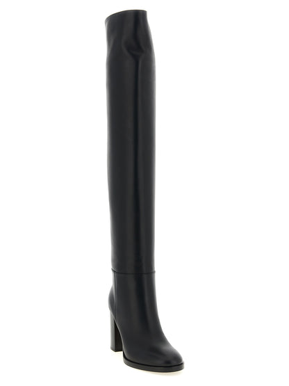 Ankle Over-The-Knee Boots by Gianvito Rossi for women in calfskin leather black features an dynamic silhouette, showcasing the dynamic Women's Calfskin Leather Ankle Over-The-Knee Boots design with its distinctive and elegant .