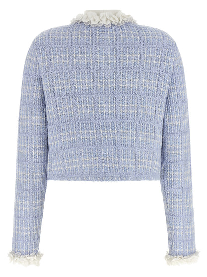 Overcoat by Self-Portrait for women in polyamide polyester cotton & viscose blue, patterned & floral features a contemporary silhouette showcasing a contemporary and refined pockets for a sophisticated finish.
