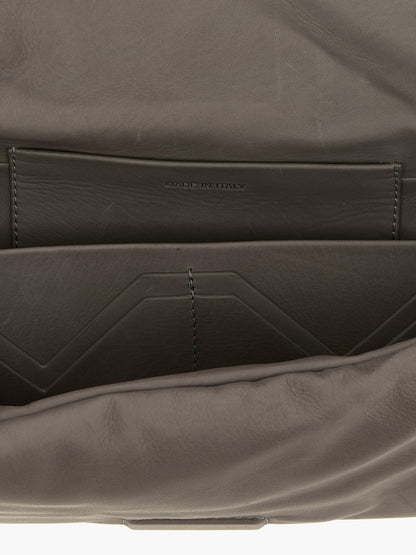 Shoulder Bowling Baguette Clutch Handbag by Rick Owens for women in calfskin leather gray & patterned features a architectural silhouette, showcasing a secure , ample built-in-compartments, and versatile for a architectural finish.