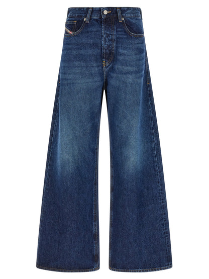 Jeans by Diesel for women in denim cotton dark-blue & signature features an sophisticated and wide with a precise long, creating a sophisticated and sophisticated silhouette.