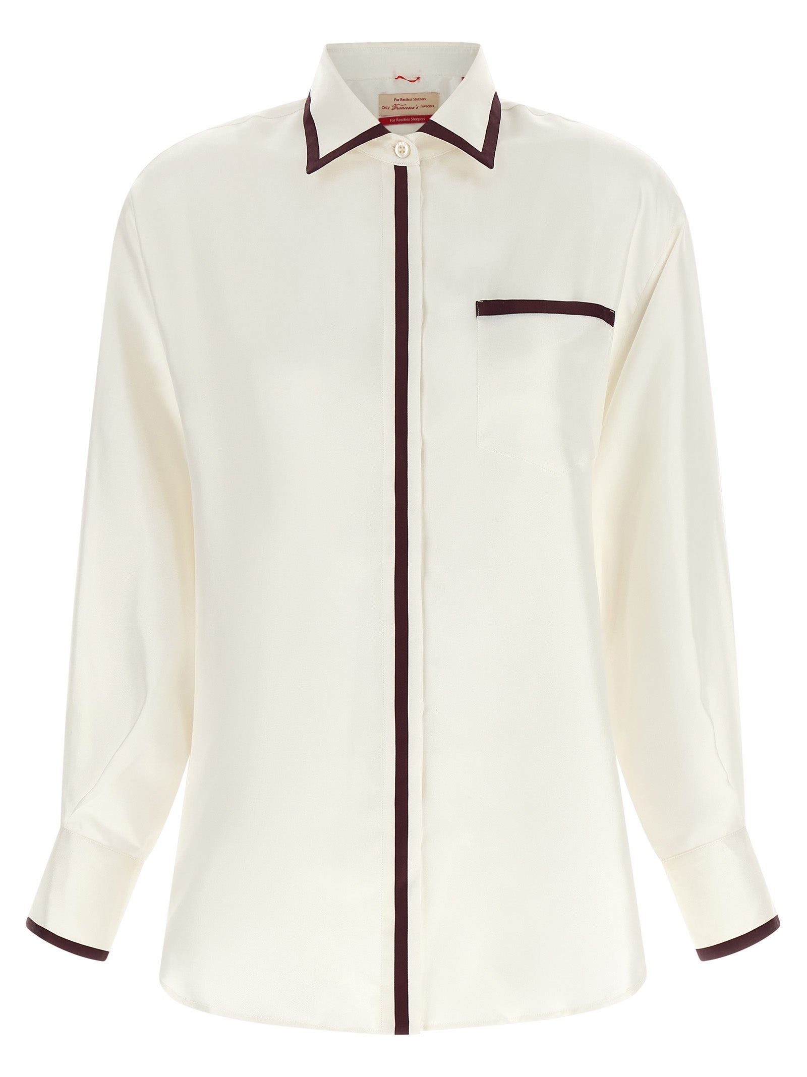 Blouse by F.R.S. - FOR RESTLESS SLEEPERS for women in silk burgundy, ivory & white presents a discerning silhouette, showcasing a sophisticated and for a truly discerning finish.