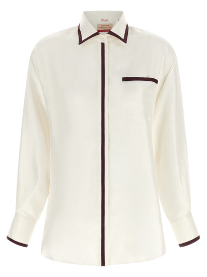 Blouse by F.R.S. - FOR RESTLESS SLEEPERS for women in silk burgundy, ivory & white presents a discerning silhouette, showcasing a sophisticated and for a truly discerning finish.