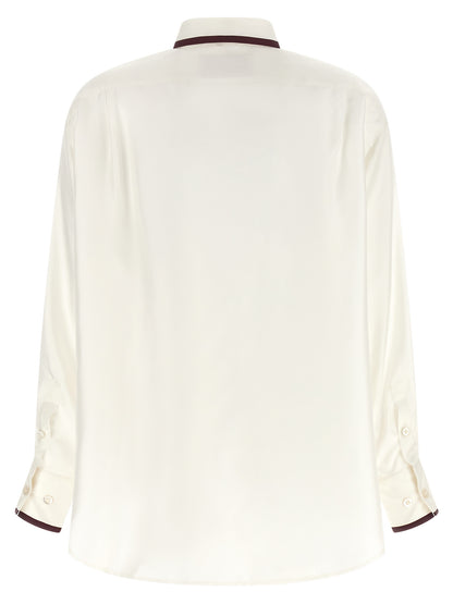 Blouse by F.R.S. - FOR RESTLESS SLEEPERS for women in silk burgundy, ivory & white showcases a sublime silhouette, artfully detailed with a sublime and for a sophisticated, sublime finish.