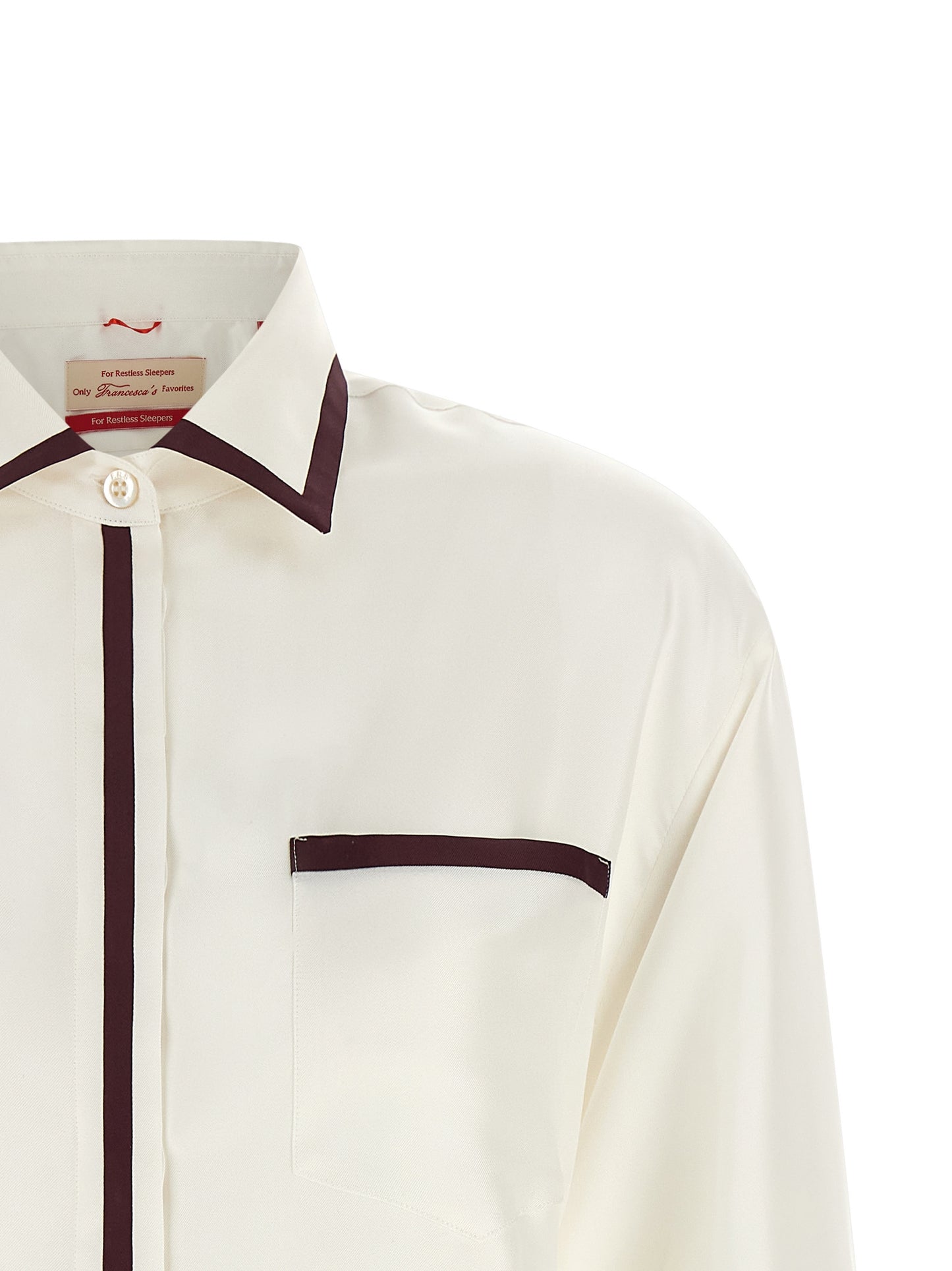 Blouse by F.R.S. - FOR RESTLESS SLEEPERS for women in silk burgundy, ivory & white features an polished silhouette, showcasing a sophisticated and detail for a truly polished finish.