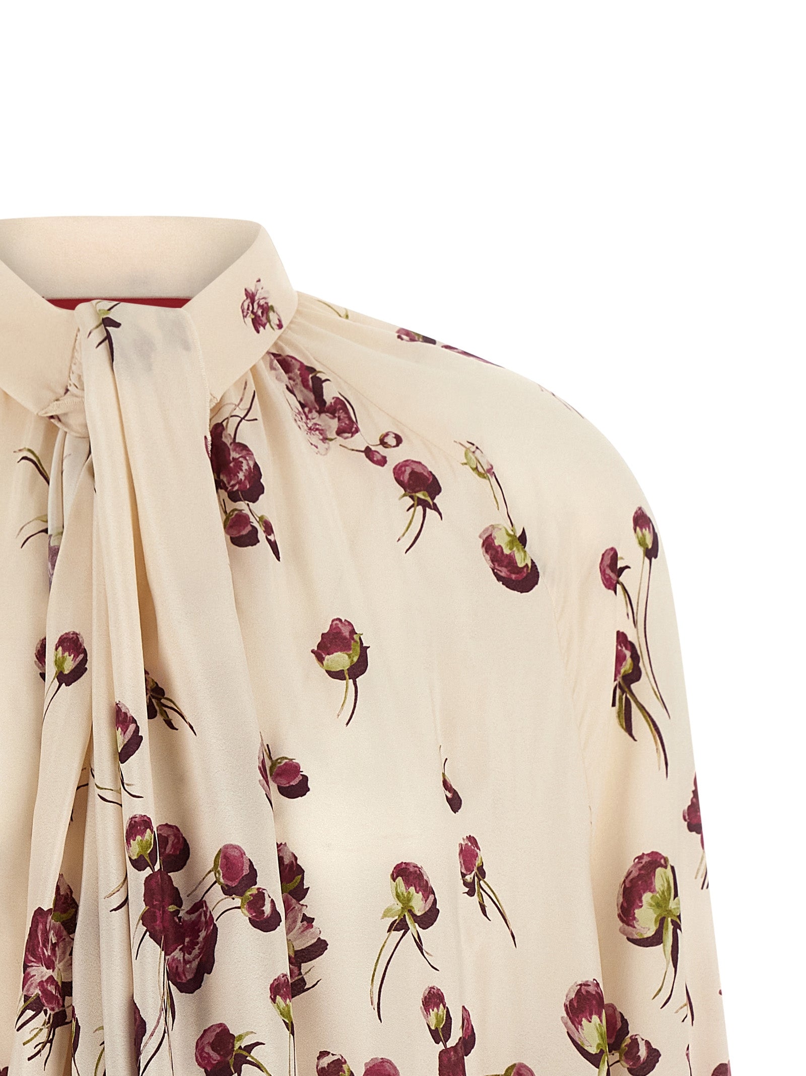 Blouse by F.R.S. - FOR RESTLESS SLEEPERS for women in viscose silk burgundy, cream, multicolor & floral features an polished silhouette, showcasing a sophisticated high-neck neckline and detail for a truly polished finish.