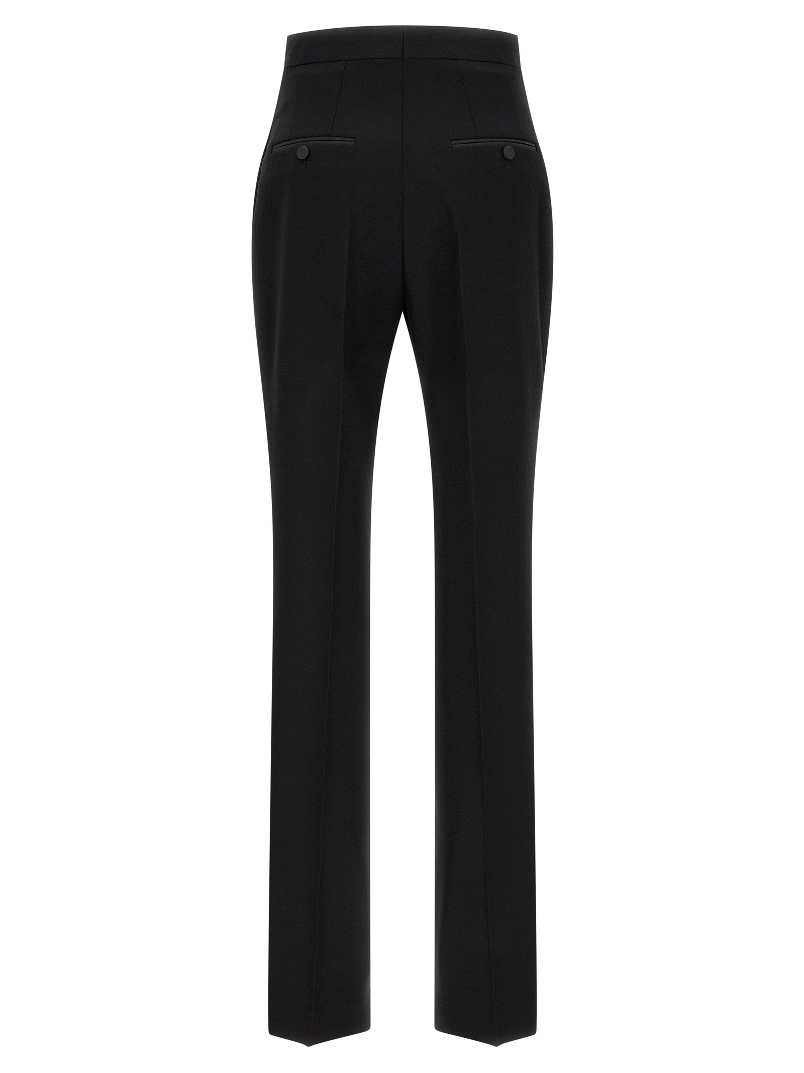 Trousers by Tom Ford for women in satin wool black features a artisanal silhouette, showcasing a sophisticated straight & slim with a long and high rise for a artisanal finish.