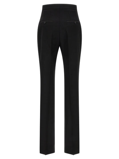 Trousers by Tom Ford for women in satin wool black features a artisanal silhouette, showcasing a sophisticated straight & slim with a long and high rise for a artisanal finish.