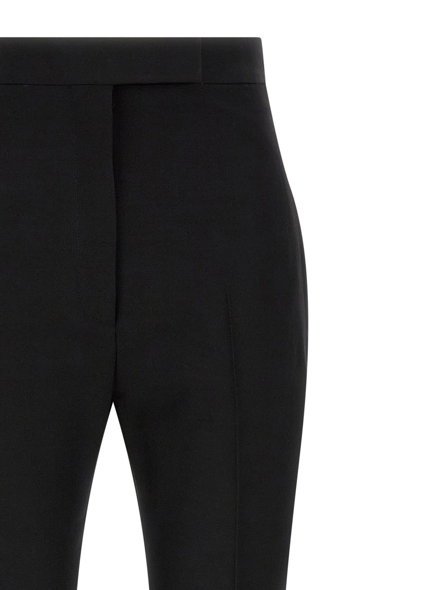 Trousers by Tom Ford for women in satin wool black presents a smart silhouette, meticulously detailed with a smart straight & slim, a smart long, and a smart high rise.