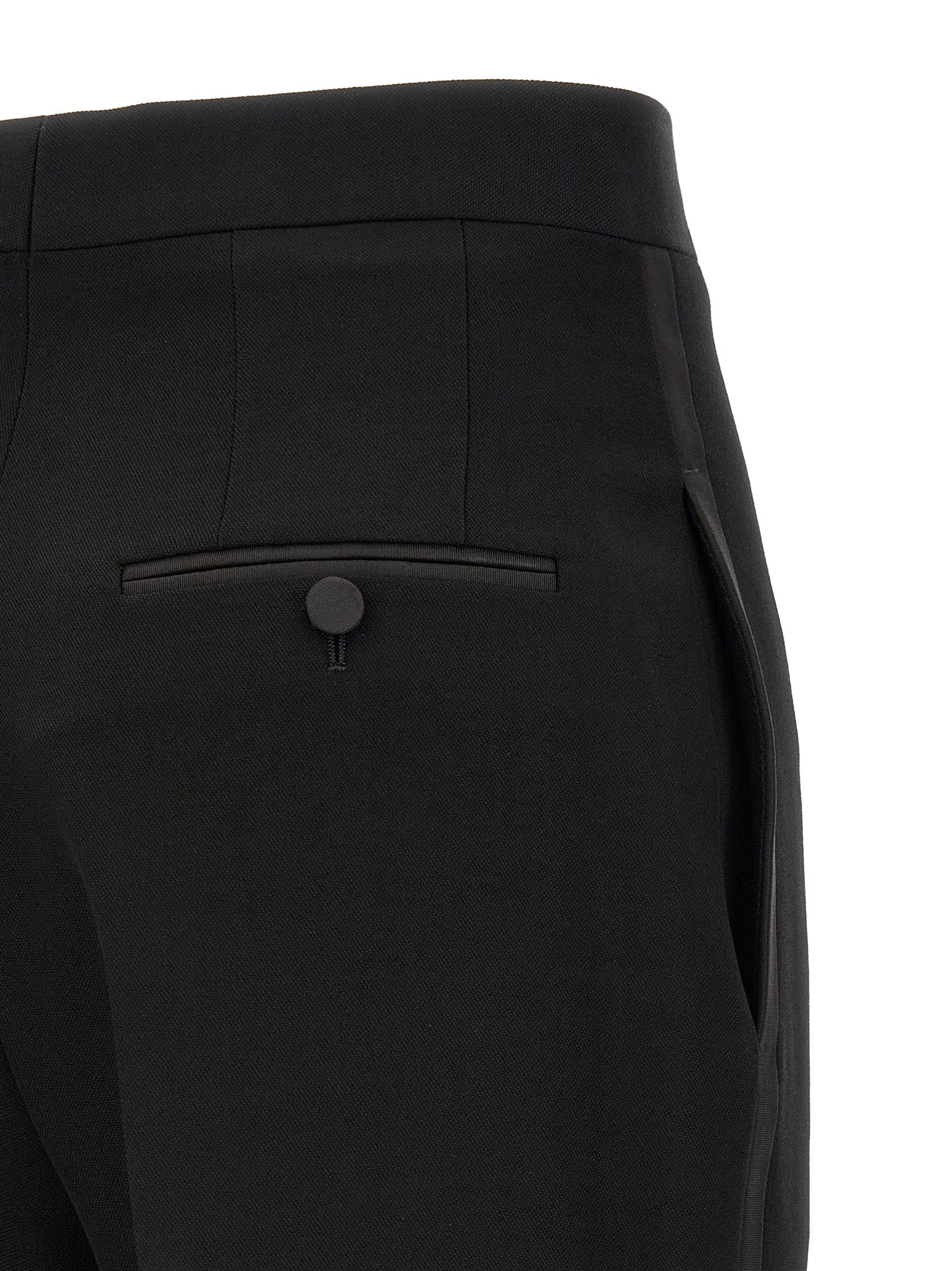 Trousers by Tom Ford for women in satin wool black features an sartorial silhouette, showcasing a precise straight & slim and long with a sartorial high rise for a refined look.