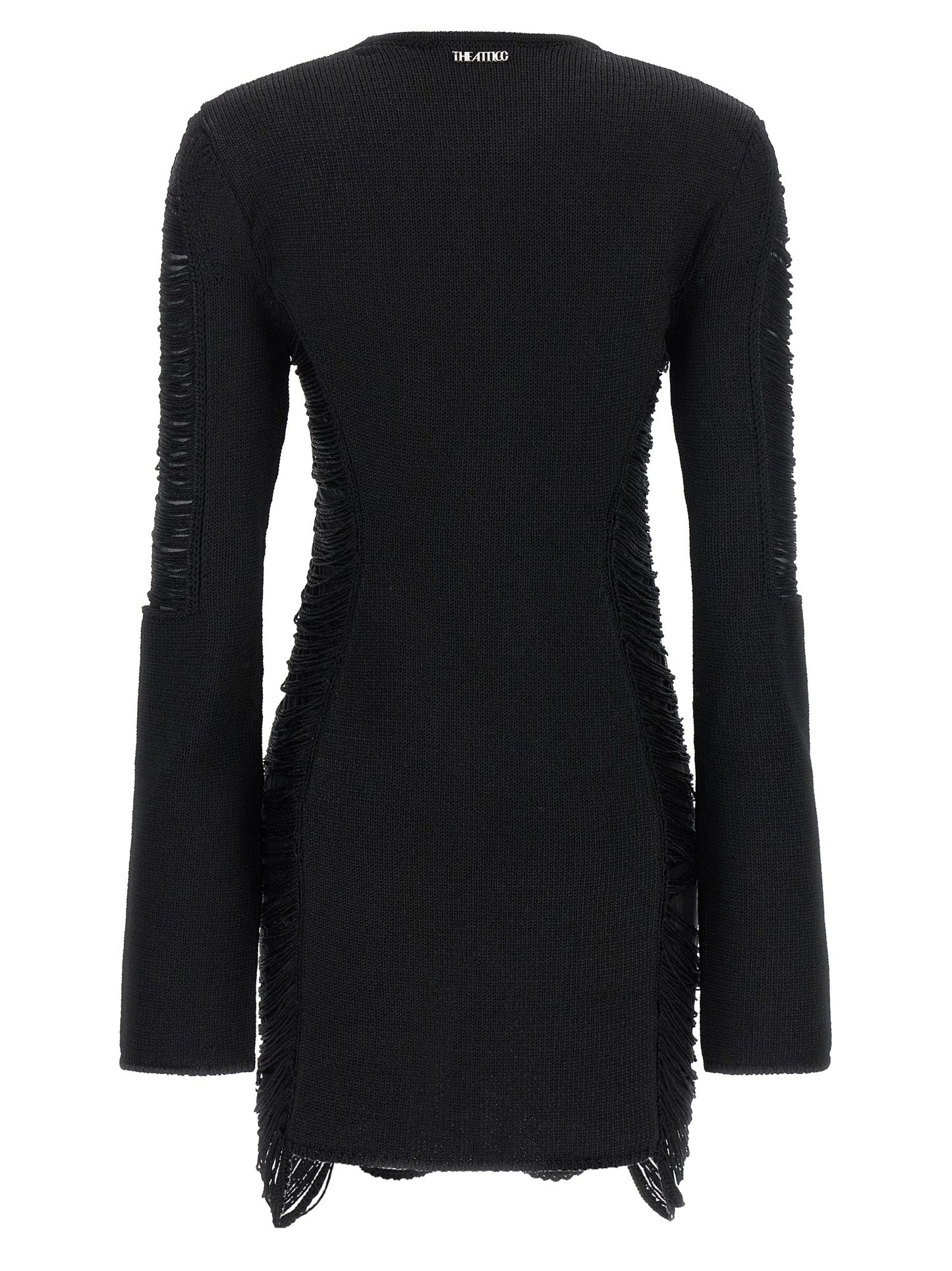 Dress by The Attico for women in polyester & viscose black, silver & transparent features an magnificent silhouette, artfully detailed with a magnificent crew neckline and that flows into an magnificent short mini.