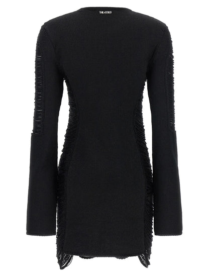 Dress by The Attico for women in polyester & viscose black, silver & transparent features an magnificent silhouette, artfully detailed with a magnificent crew neckline and that flows into an magnificent short mini.