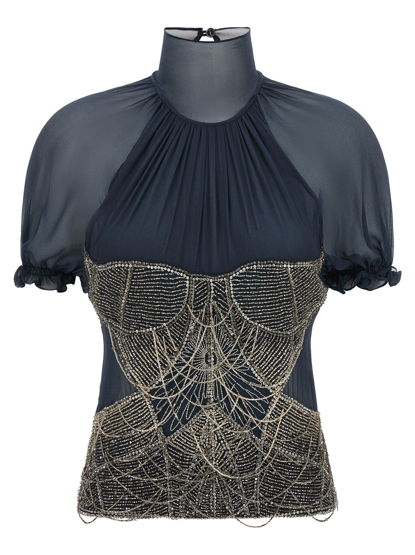 The Attico Blue Silk Tank Tops