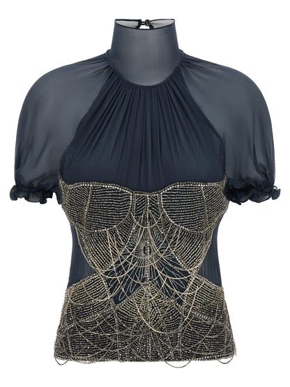 The Attico Blue Silk Tank Tops